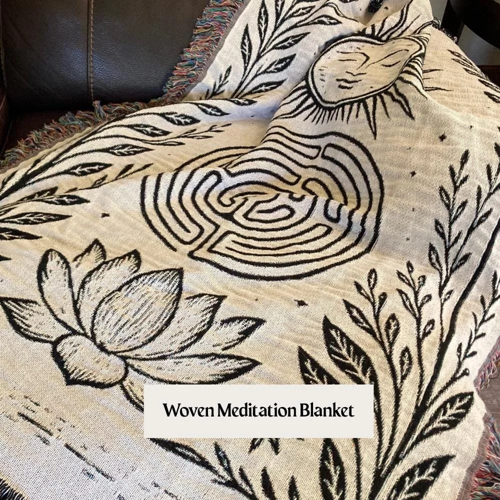 Labyrinth Sun & Lotus Meditation Blanket